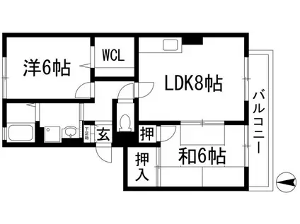 サンハイツツチタニ(2LDK/1階)の間取り写真