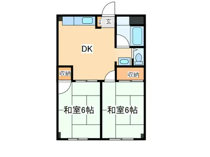 サンハイツ石川(2DK/2階)の間取り写真