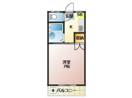 ラ・アミハイツ(1K/2階)の間取り写真