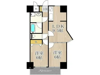 BGC難波タワー(2LDK/6階)の間取り写真