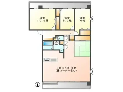サムティレジデンス東山公園(3SLDK/2階)の間取り写真