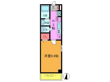 プロトンIV(1K/2階)の間取り写真