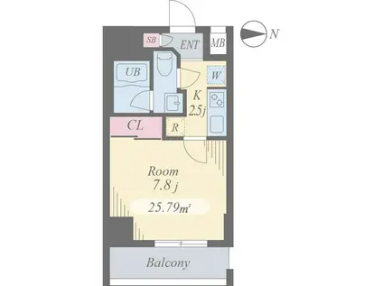 ベルウッド ウエスト(1K/3階)の間取り写真