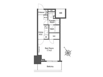 ヒューリック成増(1K/6階)の間取り写真