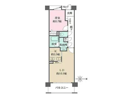 アボリアスコート笹塚イースト(1LDK/3階)の間取り写真