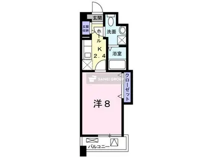 パークテラス(1K/3階)の間取り写真