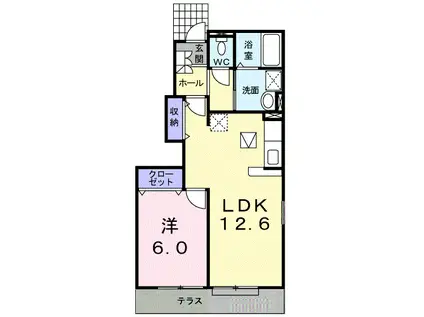 メゾン ファミーユIA(1LDK/1階)の間取り写真