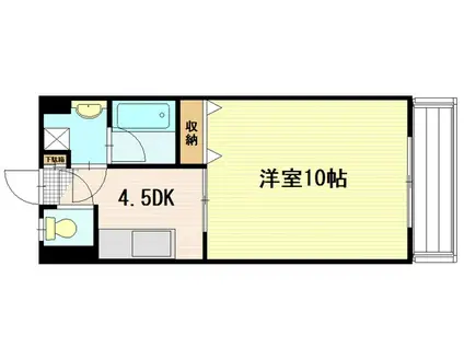 松尾ビル皆実(1DK/4階)の間取り写真