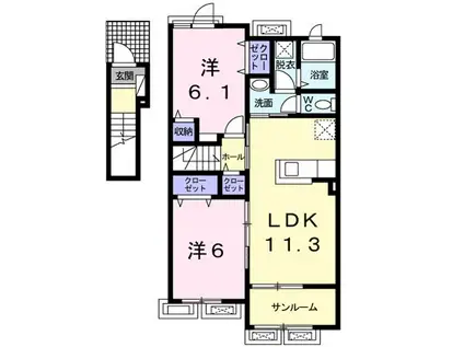 エアリーヒルIV(2LDK/2階)の間取り写真