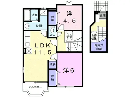 アンソレイエI番館(2LDK/2階)の間取り写真