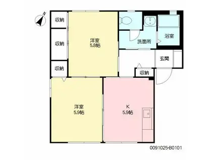 イーグルB(2K/1階)の間取り写真