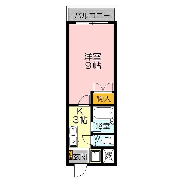 三記マンション灘(1K/4階)の間取り写真