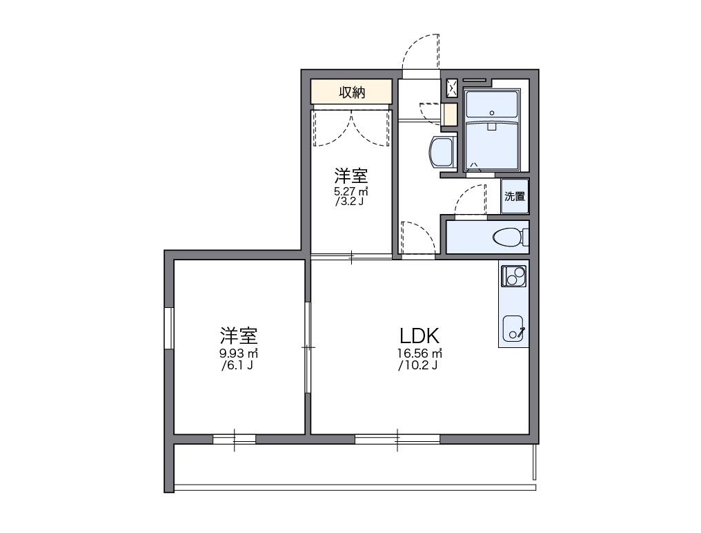 レオパレス石塚(2DK/3階)の間取り写真