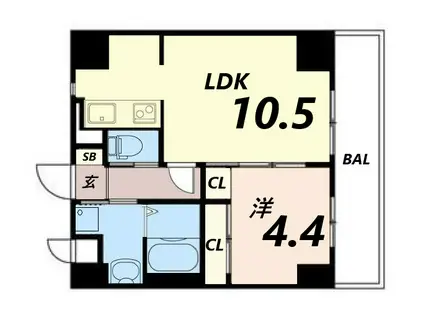 GLANZ高尾町(1LDK/8階)の間取り写真