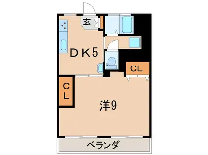 こまたコーポラス(1DK/3階)の間取り写真