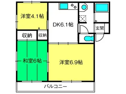 ディアス本郷(3DK/2階)の間取り写真