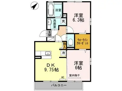 自由ヶ丘レジデンス(2DK/2階)の間取り写真