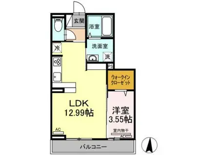 マリアライト(1LDK/3階)の間取り写真