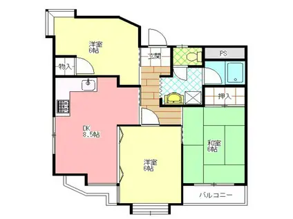 グランデ松原(3DK/7階)の間取り写真