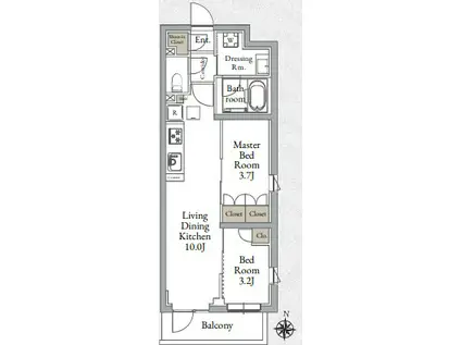 LIVE CASA千鳥町(2LDK/3階)の間取り写真