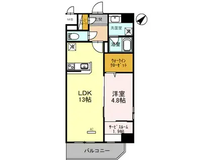パークアベニューサウンド薬院(1SLDK/3階)の間取り写真