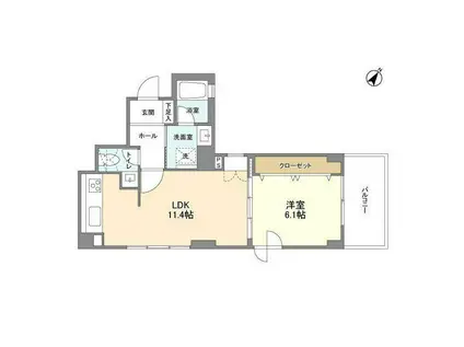 ルクレ日本橋蛎殻町(1LDK/3階)の間取り写真