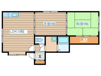 アーバンイソノ312(2LDK/2階)の間取り写真