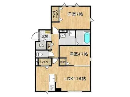 グランシェ―ル(2LDK/2階)の間取り写真