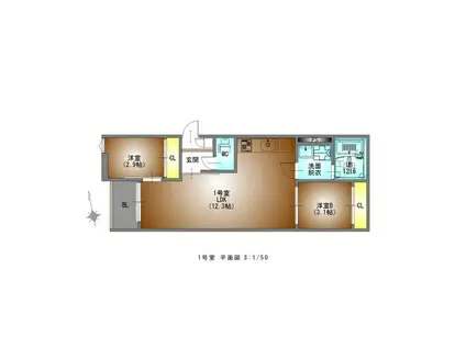 REGALESTささしまライブ駅南(2LDK/1階)の間取り写真
