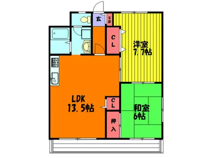アイカピアIII番館(2LDK/3階)の間取り写真
