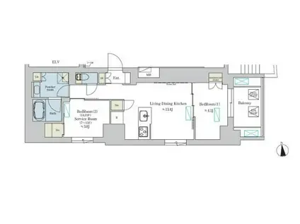 ブリリアイスト浅草(2LDK/12階)の間取り写真