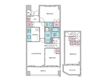 レジディア世田谷弦巻(3LDK/B1階)の間取り写真