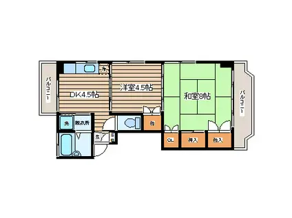 ISハイツ(2DK/2階)の間取り写真