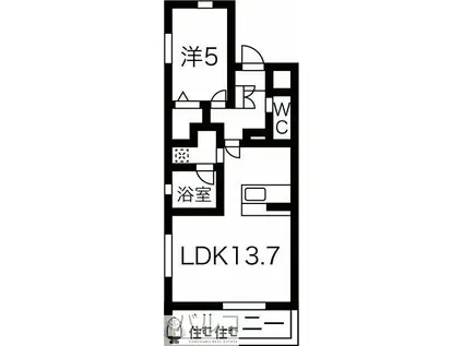 第三平野レジデンス(1LDK/2階)の間取り写真