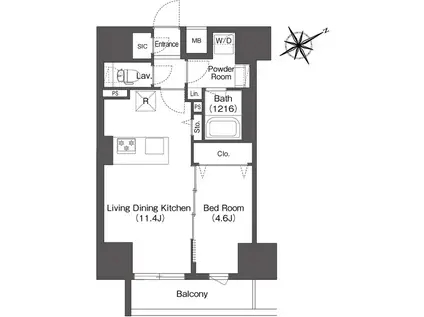 レフィールオーブ浅草橋(1LDK/8階)の間取り写真