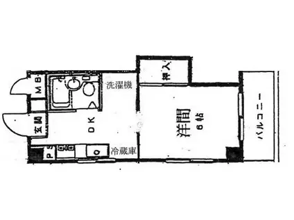 土方ハイツ(1K/2階)の間取り写真