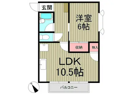 コーポパールC(1LDK/2階)の間取り写真