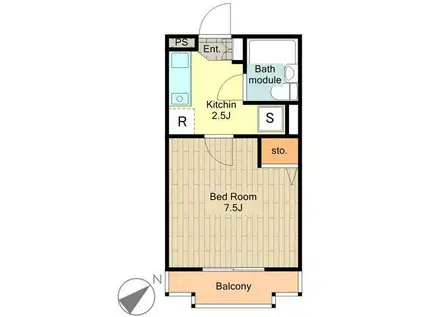 シンフォニーFUJI(1K/3階)の間取り写真