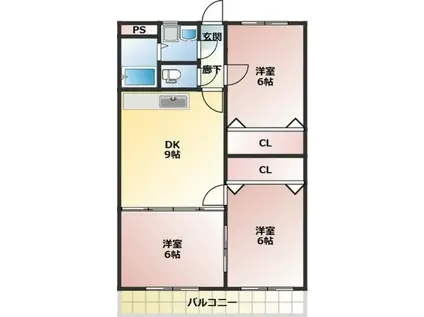 サンモール山下(3DK/1階)の間取り写真
