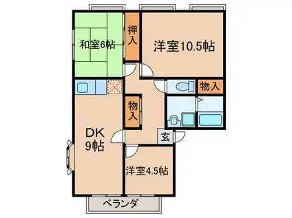 サイブレス木幡(3DK/1階)の間取り写真