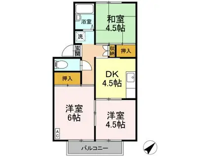 プレジールみよし(3DK/2階)の間取り写真