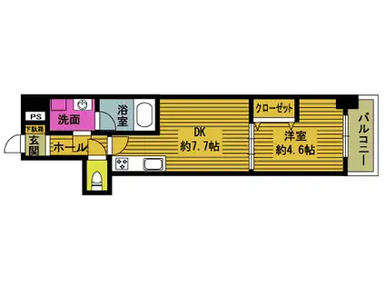レスコ中島(1DK/7階)の間取り写真