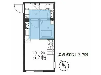 ハーミットクラブハウスヒルトップ(ワンルーム/1階)の間取り写真