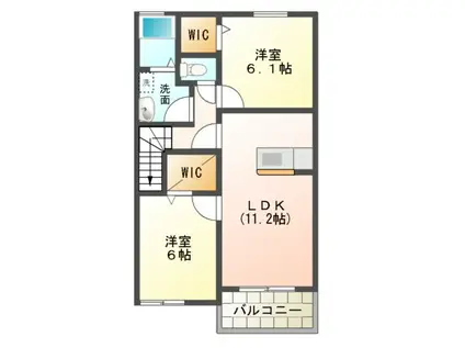 プロムナードIII(2LDK/2階)の間取り写真