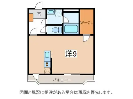 ブレイン宮田(ワンルーム/2階)の間取り写真