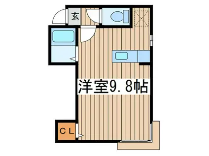 グランシュールA(ワンルーム/2階)の間取り写真