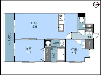 MOND YONEYAMA II(2LDK/6階)の間取り写真