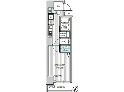 グランジット日本橋浜町(1K/4階)の間取り写真