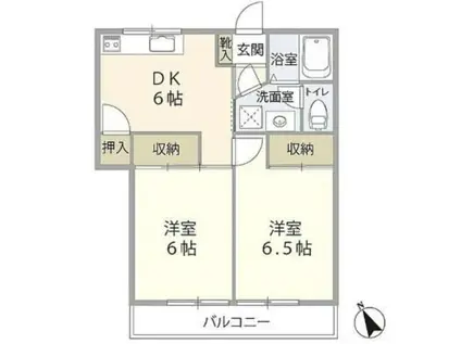 ノースコート本郷(2DK/1階)の間取り写真