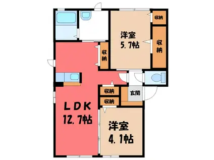 ソレイユノース(2LDK/1階)の間取り写真